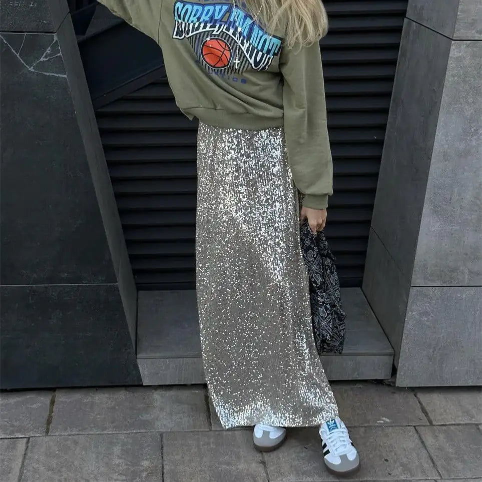 Casual Women's Simple Sequined Skirt